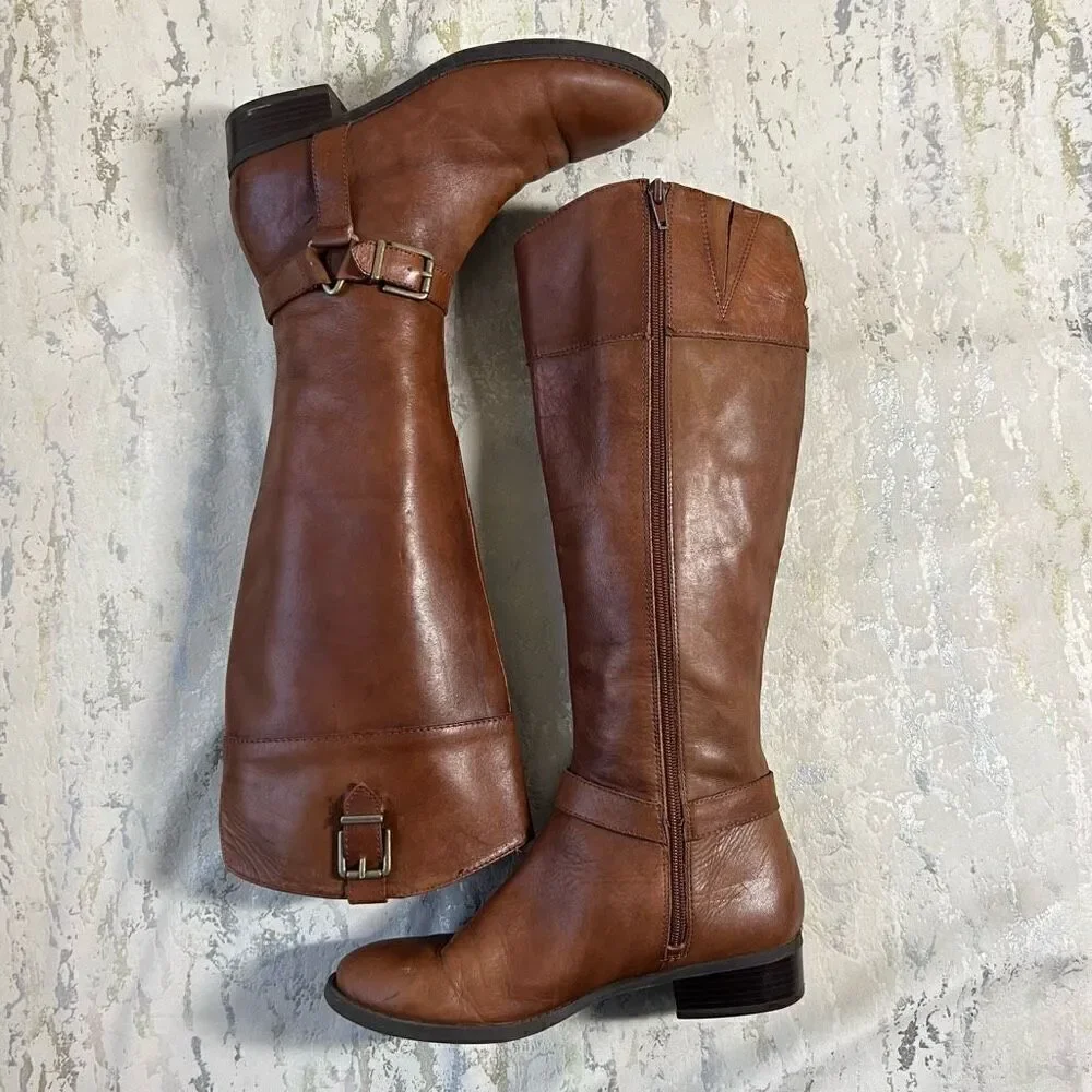 INC International Concepts British tan Leather Riding Boots